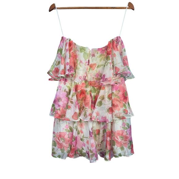Abercrombie & Fitch Tiered Strawberry Floral Mini Dress Size Med Tall strapless - Picture 7 of 8
